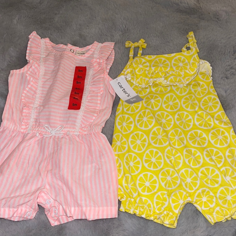 🌈 Carter’s Baby Rompers Sz 9M Summer Suit NEW